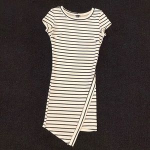 UK2LA Asymmetrical Striped Bodycon T-shirt Dress
